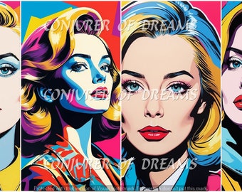 That Girl Pop Art  AI Art Digital Download Set of 4