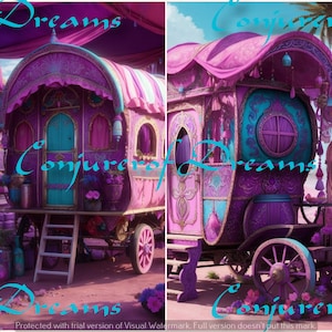 Fantasy Gypsy Caravan AI Art Descarga digital Conjunto de 4