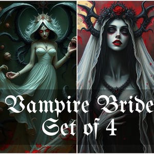 Vampire Bride Digital Download Digital Art Set of 4