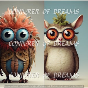 Quirky Beasts AI Art Descarga digital Conjunto de 4