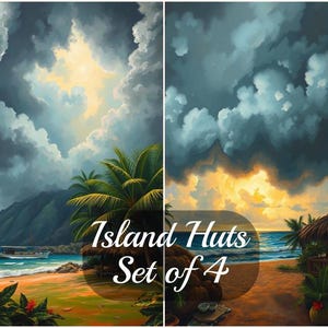 Island Huts, téléchargement numérique, lot de 4