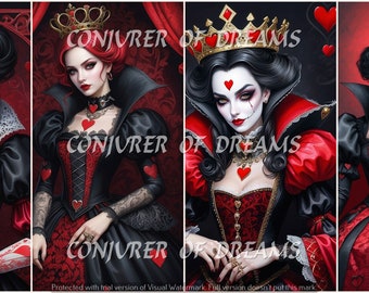 Queen of Hearts AI Art Digital Download Set of 4