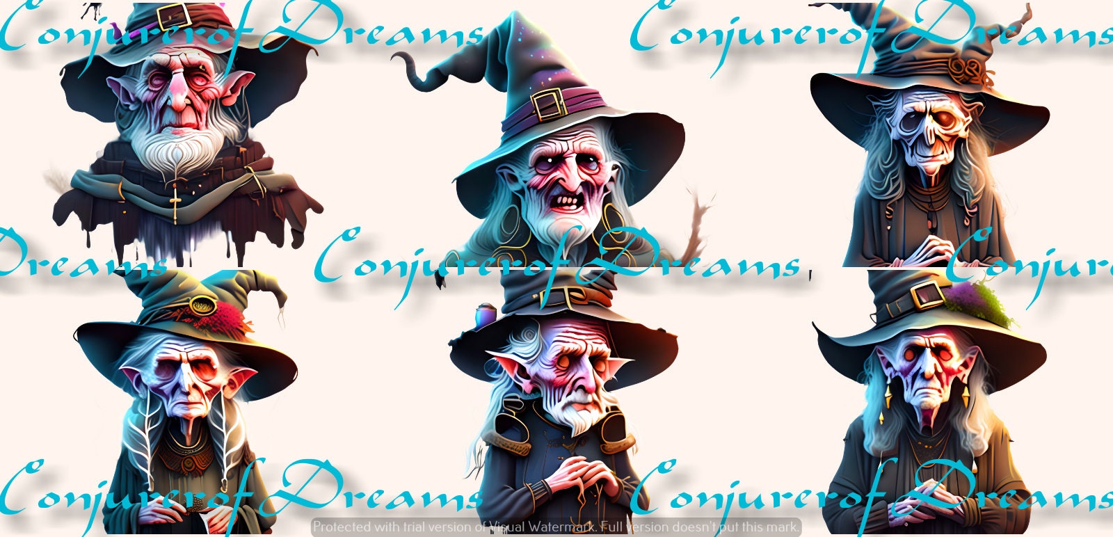 Witches Clipart Set of 6 AI Art Digital Download Set of 6
