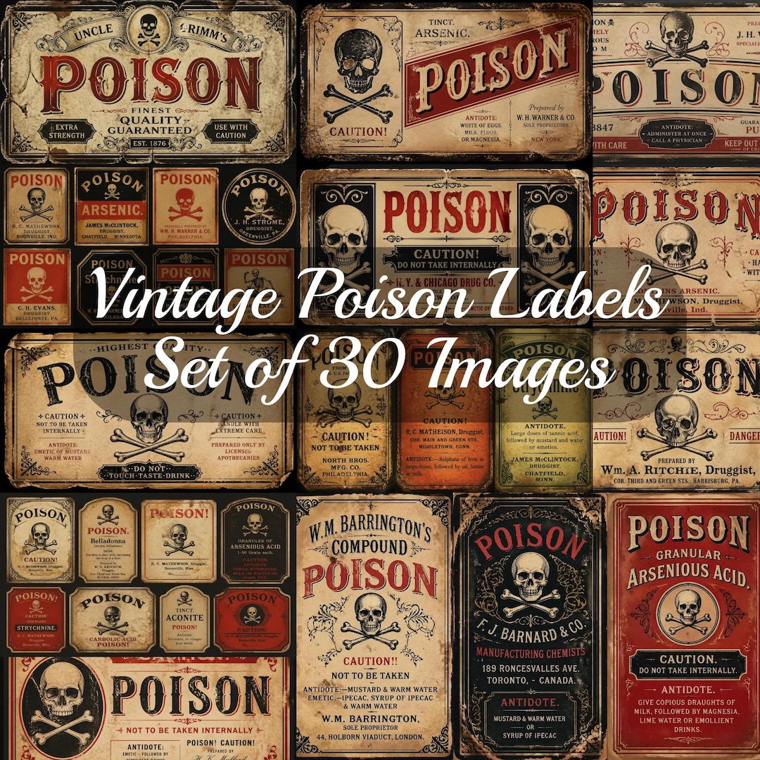 Poison Help Label Vintage Poison Labels Digital Download Set of 30 Labels - Etsy