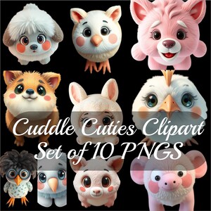 Cuddly Cuties Clipart Download Digitale Set di 10 PNG