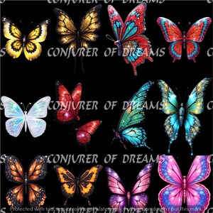 Fantasy Schmetterling Clipart AI Art Digital Download Set von 12
