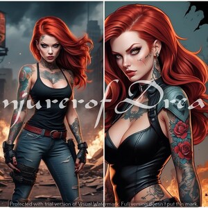 Bad Azz Bitch AI Art Download digitale Set di 4