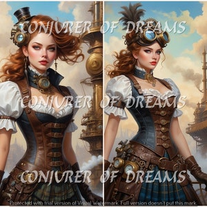 Steampunk Lass téléchargement numérique, lot de 4