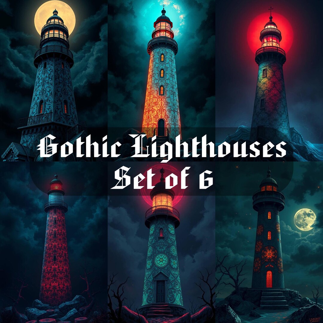 Gothic Lighthouses Digital Download Set of 6full Page Images - Etsy