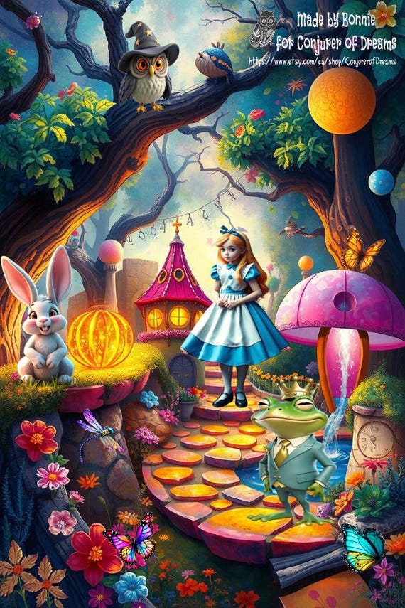 Alice in Wonderland Digital Download Set of 6 Background Images
