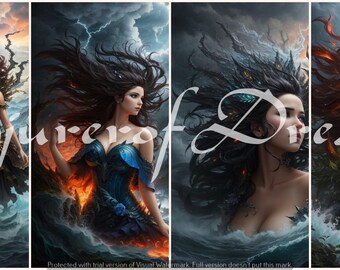 Mother Natures Fury AI Art Digital Download Set of 4