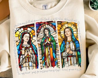 Hail Mary Prayer PNG: Brushstroke Virgin Mary Design (Digital Download)
