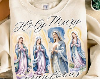 Holy Mary Prayer PNG: Pinselstrich Sublimationsdesign (Digitaler Download