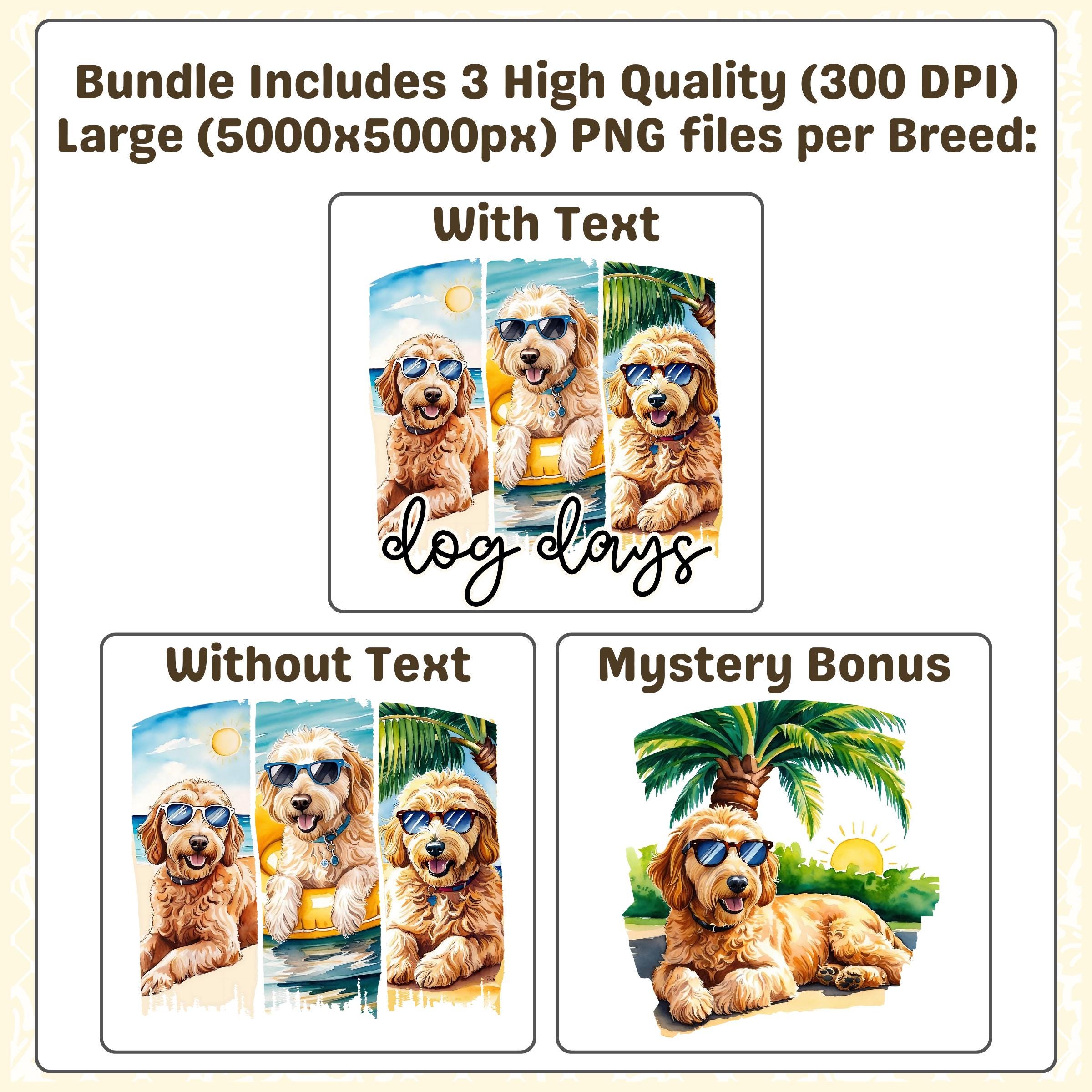Dog Breeds in Sunglasses PNG Bundle: Watercolor Summer Clipart (digital ...
