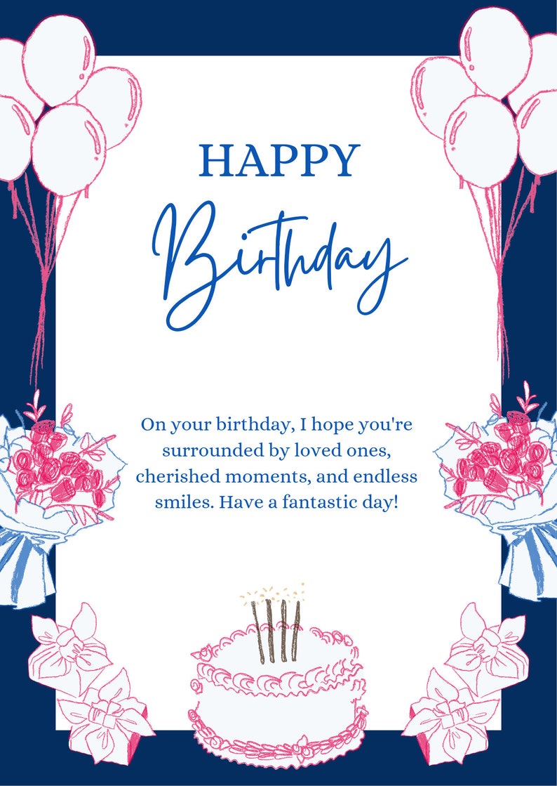 Birthday Wishes Card Etsy