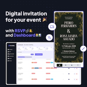 Faire-part de mariage numérique et RSVP - Mini site Web de mariage - polices de caractères modernes - minimaliste - invitation électronique personnalisée pour smartphone