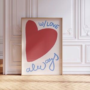 Com Amor Sempre Vintage Eclético Mantra Afirmação Coração Impressão Decoração | Trendy Printable Wall Art