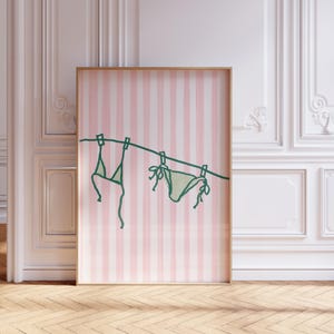 Bikini a righe rosa e verdi con stampa Endless Summer Coastal Download digitale