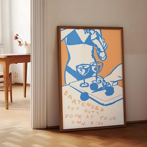 Ręcznie rysowany letni nadruk na barze bikini | Sztuka ścienna na wózek barowy Beachy | Plakat koktajlowy w stylu retro | Kolorowy wystrój | Cyfrowe pobieranie sztuki pop w stylu vintage
