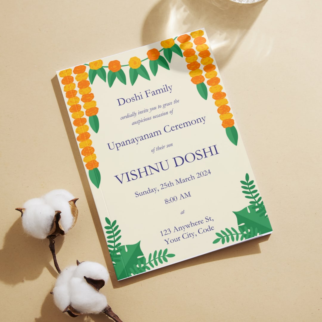 Editable Upanayanam Ceremony Invitation, Printable Thread Ceremony