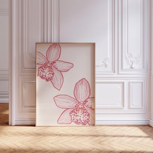 Impression d'art mural orchidée rose dessinée à la main | Imprimé floral girly | fleur botanique tendance affiche de Zazzle.be Liste d'envies Vous avez des idées ? Décoration de chambre de fille | Poster en téléchargement numérique