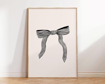 Black Bow Art Print Coquette Minimalist Balletcore Digital Download