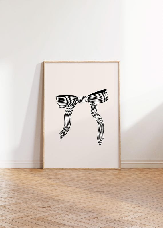 Black Bow Art Print Coquette Minimalist Balletcore Digital Download