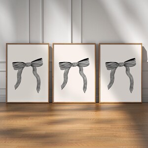 Black Bow Art Print Coquette Minimalist Balletcore Digital Download image 2