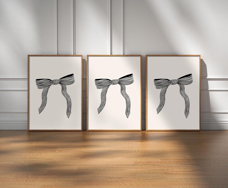Black Bow Art Print Coquette Minimalist Balletcore Digital Download image 2