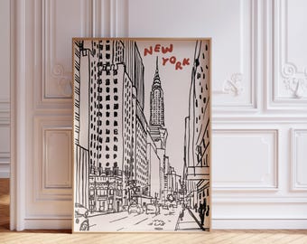 New York City Skyline Art Print Chrysler Building Digital Download