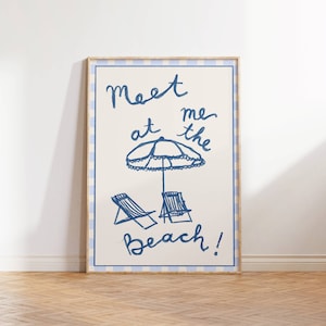 Navy Blue Beach Chairs Print: Coastal Cowgirl Wall Art (Digital Download)