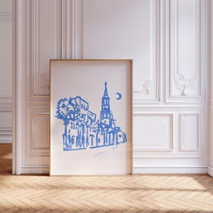 King Street, Charleston, South Carolina Art Print | Watercolor Minimalist Print | Blue Painting | Charleston Dorm Poster | Digital Download