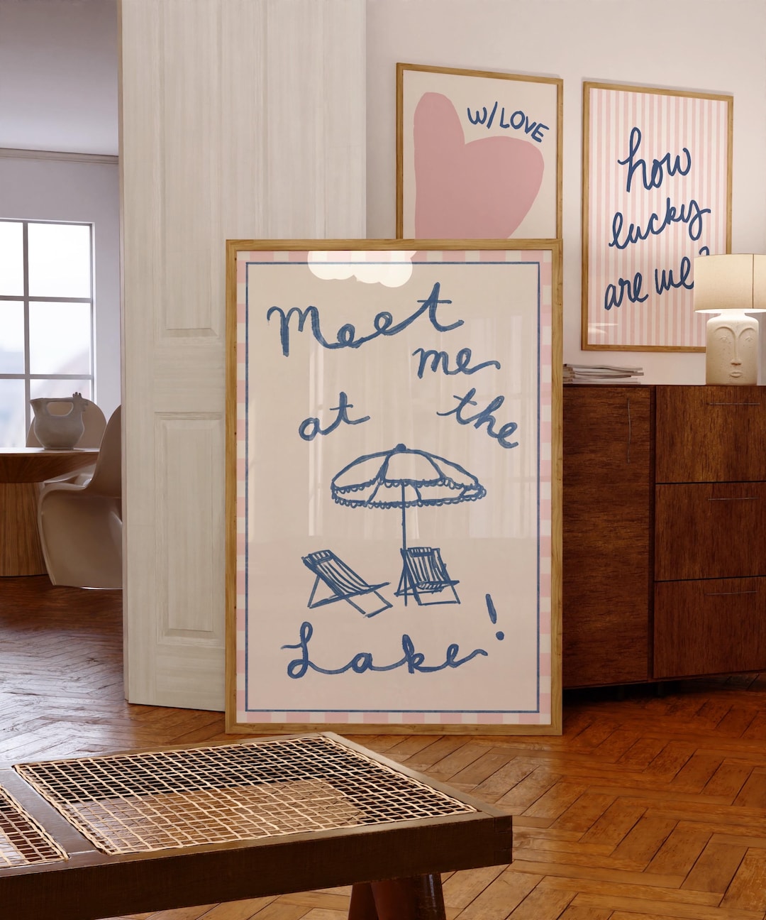 Navy Blue Lake Life Set Preppy Coastal Gallery Wall Meet Me at the Lake