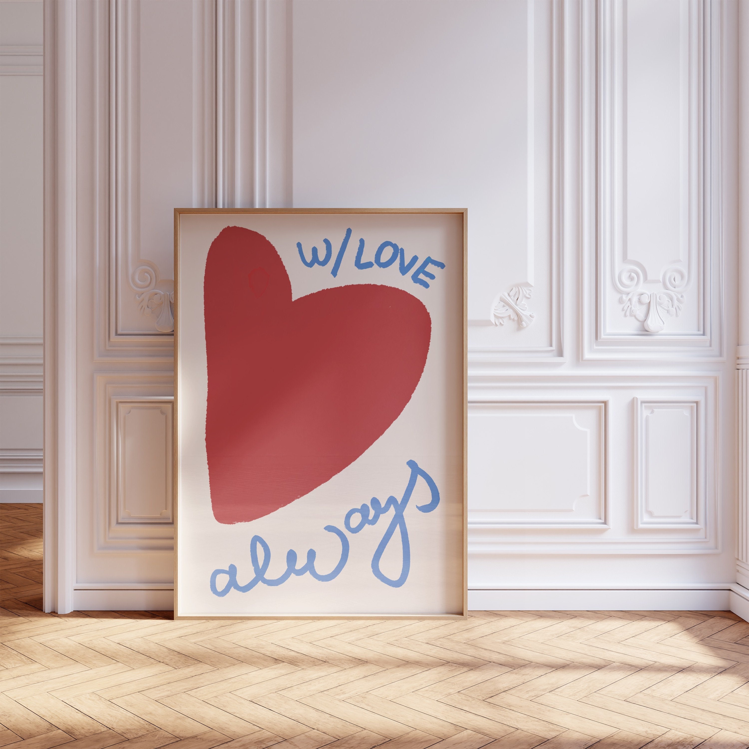 With Love Always Vintage Eclectic Mantra Affirmation Heart Print Decor | Trendy Printable Wall Art