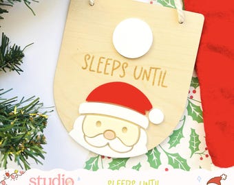 Sleeps Until Santa Sign | Christmas Countdown Plaque | Whiteboard Hanging Sign