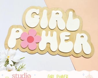 Girl Power Wall Plaque for Kids Room | Floral Nursery Decor | Girls Bedroom Wall Art