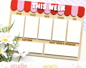 Weekly Fridge Planner | Acrylic Family Organiser | Magnetic Whiteboard for Mum Life | Weekly Schedule Board Australia