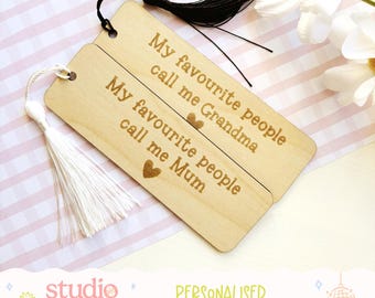 Personalised Engraved Bookmark | Grandma Nana Gift | Wooden Reading Bookmark | Mother’s Day Gift for Book Lovers