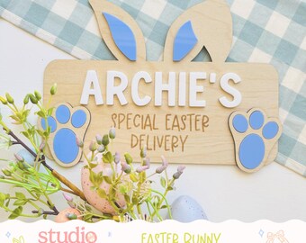 Personalised Bunny Easter Crate Plaque | Easter Basket Sign