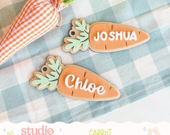 Personalised Carrot Easter Basket Tag | Kids Wooden Keepsake
