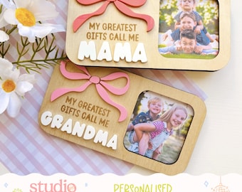 Personalised Bow Photo Frame | Freestanding Wooden Picture Frame | Custom Name Photo Keepsake | Mother’s Day Gift