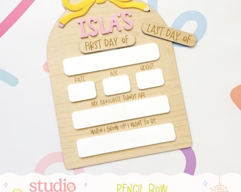 Personalised Bow Pencil School Board | First & Last Day Sign