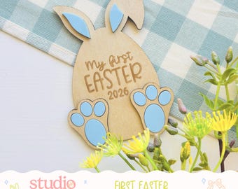 First Easter Bunny Plaque | Egg-Shaped Photo Prop Keepsake