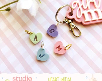 Personalised Heart Letter Keyring Charm | Acrylic Initial Add On | Mama Keyring Accessory