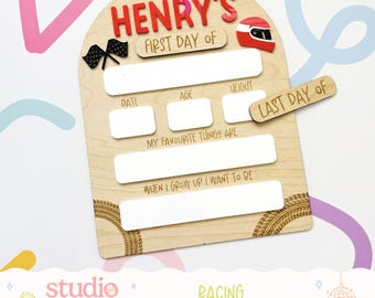 Personalised Racing School Board | First & Last Day Photo Prop