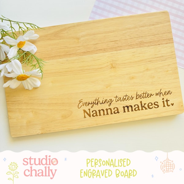 Personalised Engraved Chopping Board | Grandma Nana Kitchen Gift | Wooden Serving Board | Mother’s Day Gift