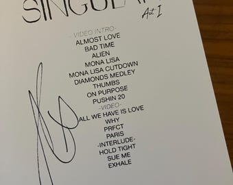 Sabrina Carpenter Setlist signed reprint Singular Act 1