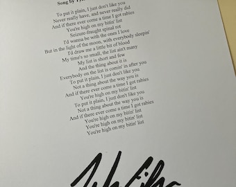 Tyler Childers Bitin' List lyrics reprint autograph
