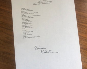 The Band signed reprinted Robbie Robertson Setlist 1976 autograph RP