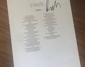 Beck lyrics DEBRA signed reproduction autograph